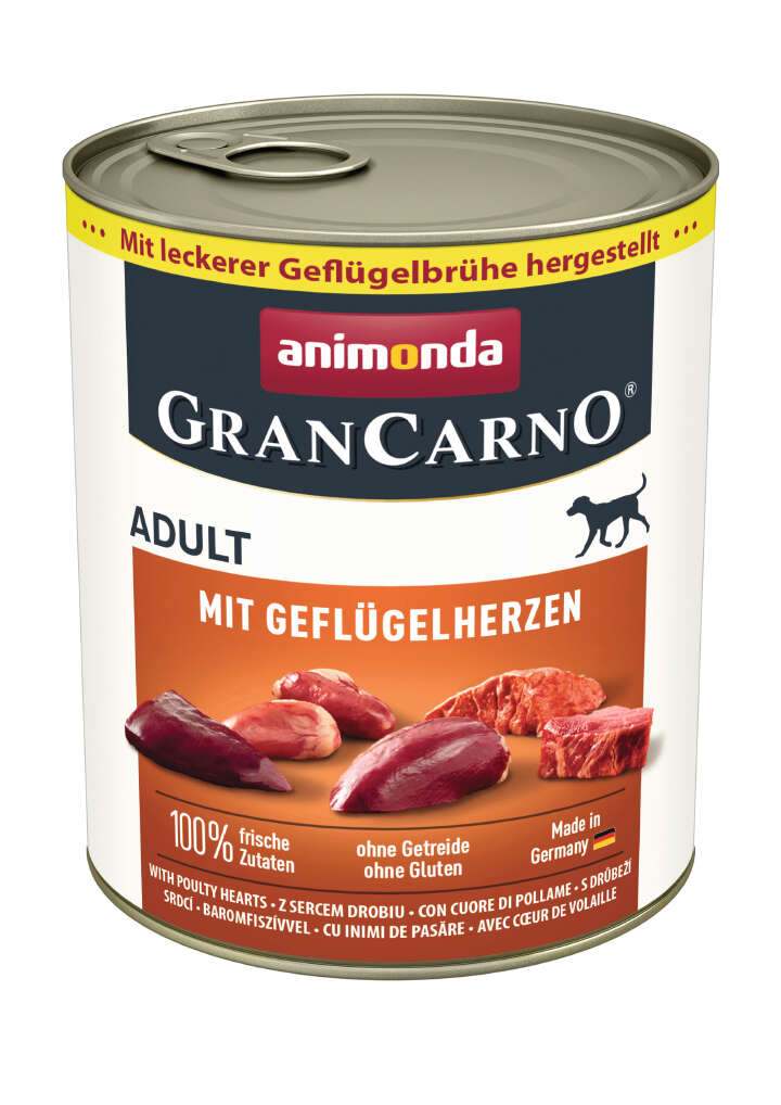 animonda Hunde-Nassfutter GranCarno Adult mit Geflügelherzen